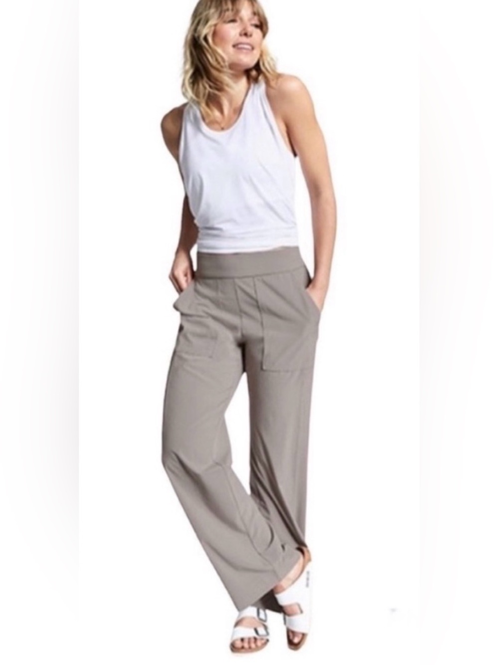 Athleta Chelsea Wide Leg Pants light asphalt size 2